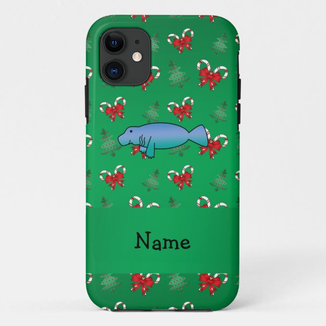Coques Case-Mate iPhone Poitrine de sucres de canne verts manatee de nom p (Dos)
