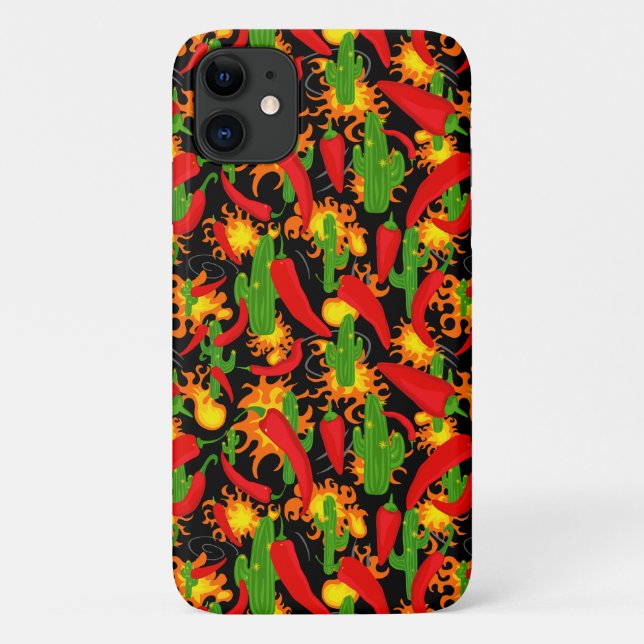 Coques Case-Mate iPhone Poivre chaud, Flames et Cactus Print (Dos)