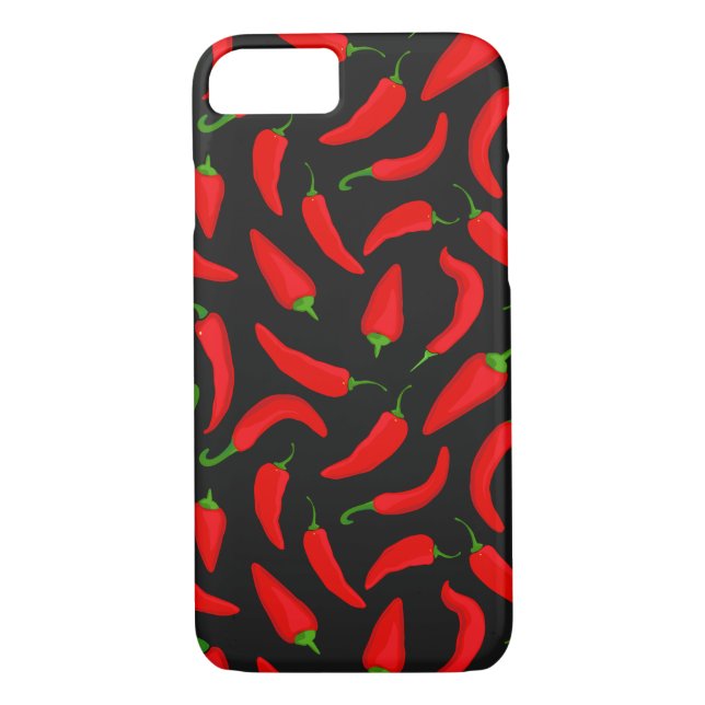 Coques Case-Mate iPhone Poivrons rouges sur Cool noir (Dos)