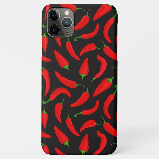 Coques Case-Mate iPhone Poivrons rouges sur fond noir motif cool (Dos)