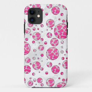 Coques Pour iPhone Poka Dot Vache rose et blanc