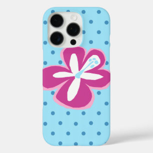 Coque iPhone 16 Pro Pokii Hawaïen coupe Hibiscus Polka Dot Turq