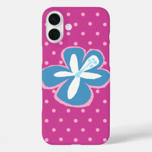 Coque Pour iPhone 16 Plus Pokii Hawaii Couper Hibiscus Polka Dot Rose