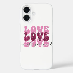 Coque Pour iPhone 16 Police "Amour" empilée en Bubble Font