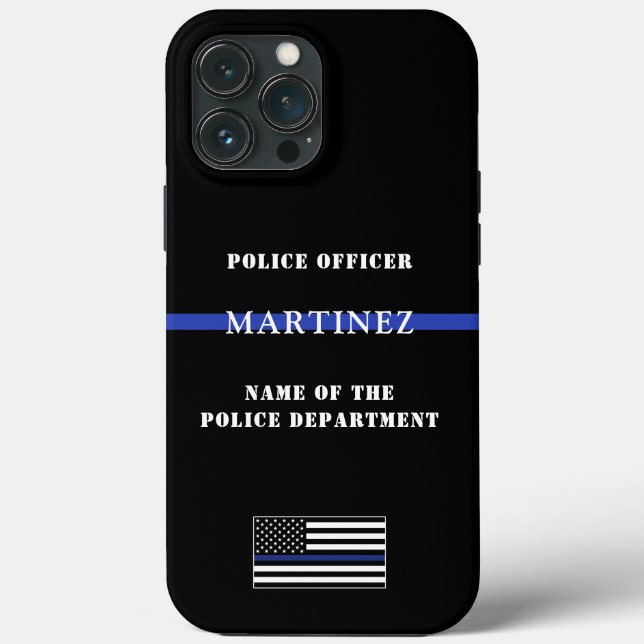 Coques Case-Mate iPhone Police de ligne bleue mince sur mesure Drapeau US (Verso)