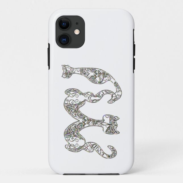 Coques Case-Mate iPhone Police Monogramme Chat Personnalisée Perle métalli (Dos)