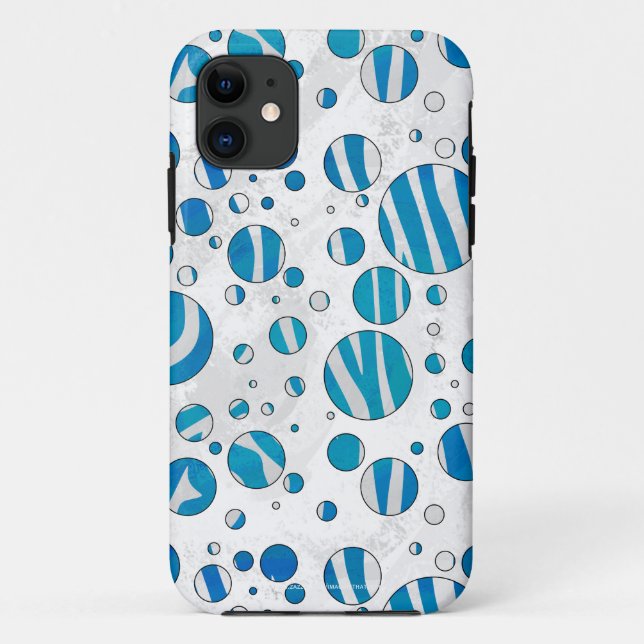 Coques Case-Mate iPhone Polka blanc et bleu Zebra (Dos)