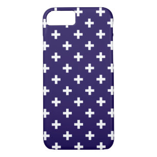Case-Mate iPhone Case Polka blanche croise sur bleu marine