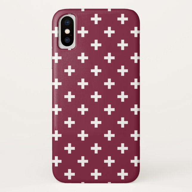 Coques Case-Mate iPhone Polka blanche croise sur mûrier (Dos)