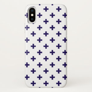 Case-Mate iPhone Case Polka bleu marine croise sur blanc