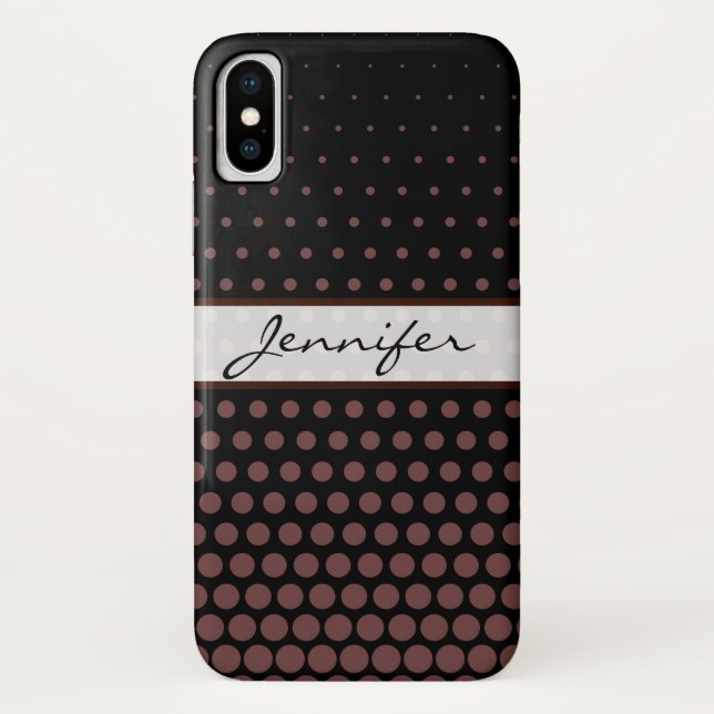 Coques Case-Mate iPhone Polka Café Profond Point Élégant Noir Moderne (Dos)
