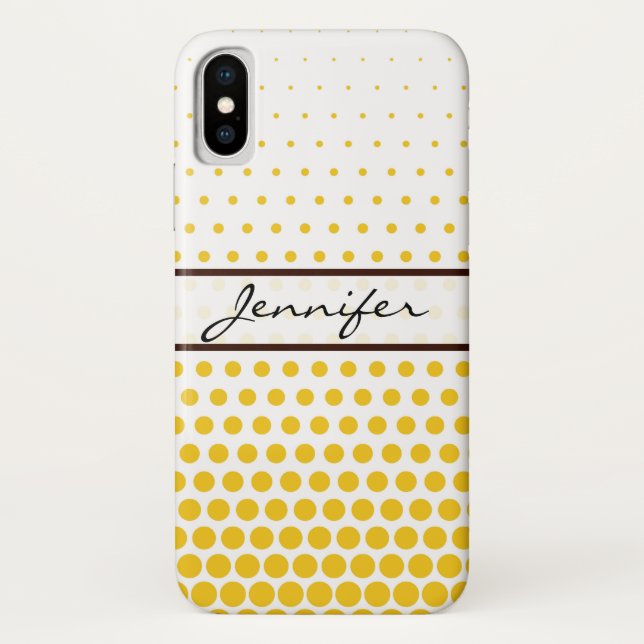 Coques Case-Mate iPhone Polka de citron profond point élégant blanc modern (Dos)