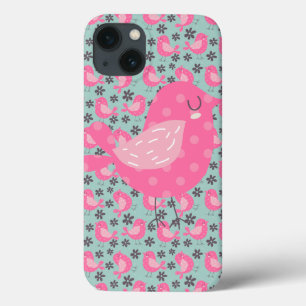 iPhone 13 Case Polka Dot Birds and Flowers