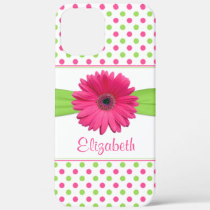 Case-Mate iPhone Case Polka Dot Gerbera Daisy Rose Green