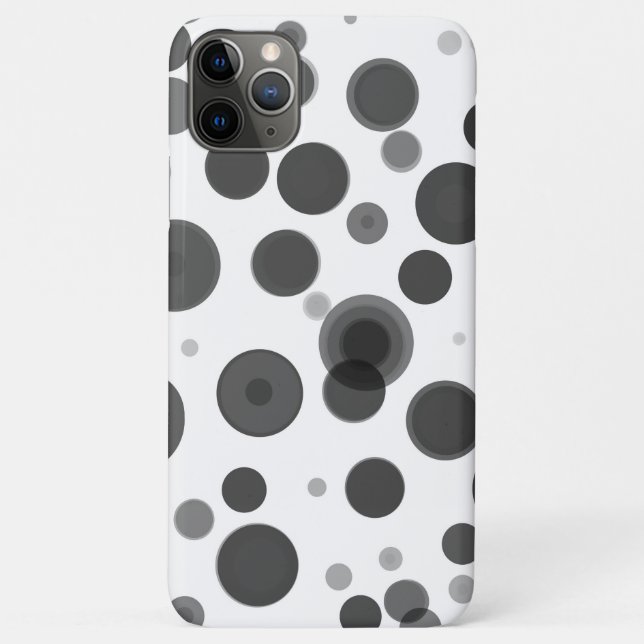Coques Case-Mate iPhone Polka gris noir moderne bulles minimes (Dos)