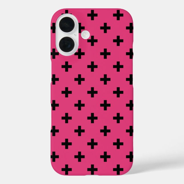 Coques Case-Mate iPhone Polka noire croise sur fuchsia (Verso)