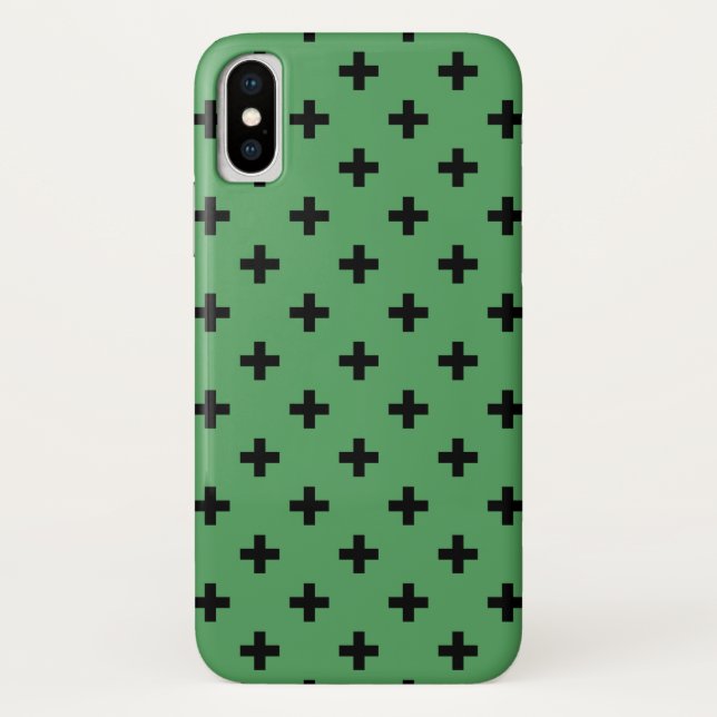 Coques Case-Mate iPhone Polka noire croise sur vert (Dos)