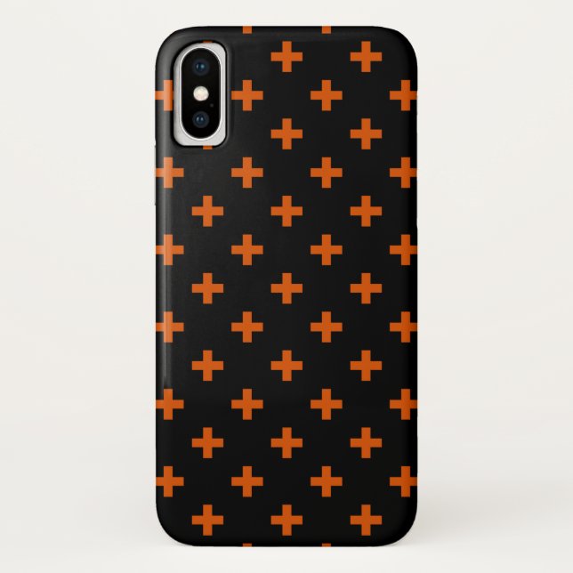 Coques Case-Mate iPhone Polka orange croise sur noir (Dos)
