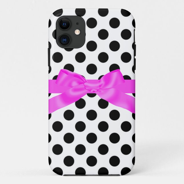 COQUES Case-Mate iPhone POLKA ROSE NOIR POLKA POINTE AVEC CASE DE TÉLÉPHON (Dos)