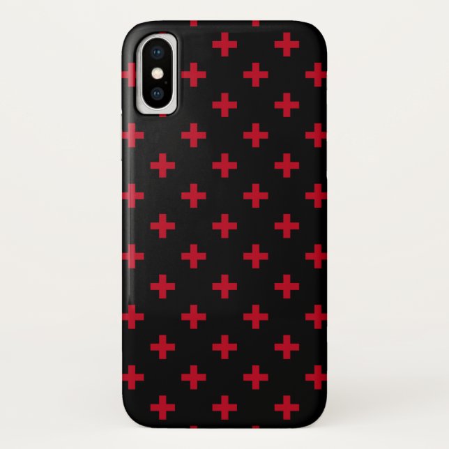 Coques Case-Mate iPhone Polka rouge croise sur noir (Dos)