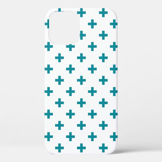 Coques Case-Mate iPhone Polka turquoise croise sur blanc (Verso)