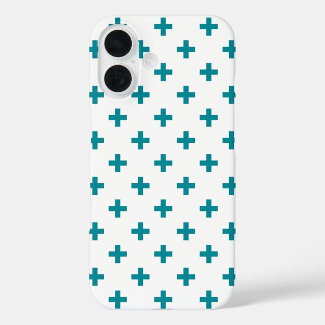 Coques Case-Mate iPhone Polka turquoise croise sur blanc (Verso)