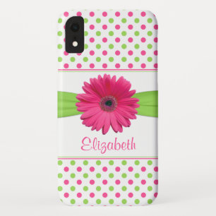 Etui iPhone Case-Mate Polka vert rose Pot Gerbera Daisy