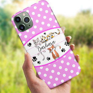 Case-Mate iPhone Case Polkadot rose et blanc, chatons mignons personnali