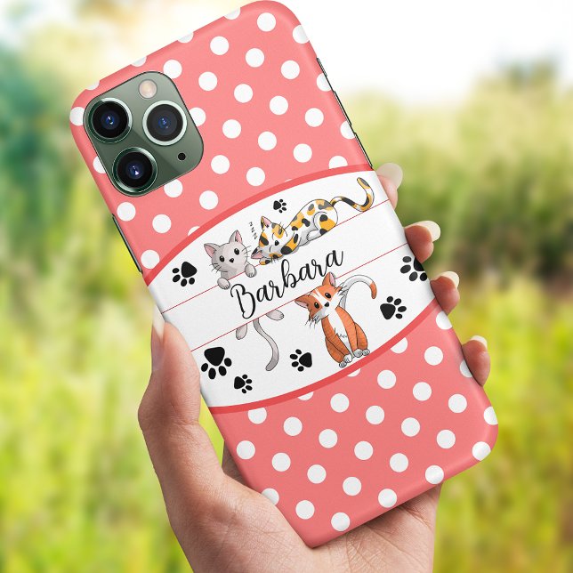 Coques Case-Mate iPhone Polkadot rouge et blanc, chatons mignons personnal (Créateur téléchargé)