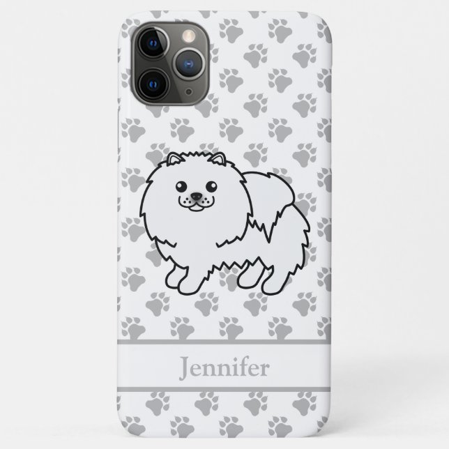 Coques Case-Mate iPhone Pomeranian Blanc Chien de Dessin Animé Mignon & No (Dos)