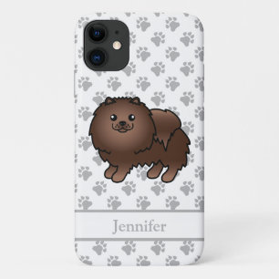 Case-Mate iPhone Case Pomeranian Brun Mignon Chien de Dessin Animé & Nom