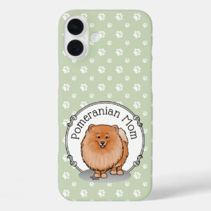 Coque Pour iPhone 16 Plus Pomeranian Maman Pom Maman (rouge orange) Mignonne