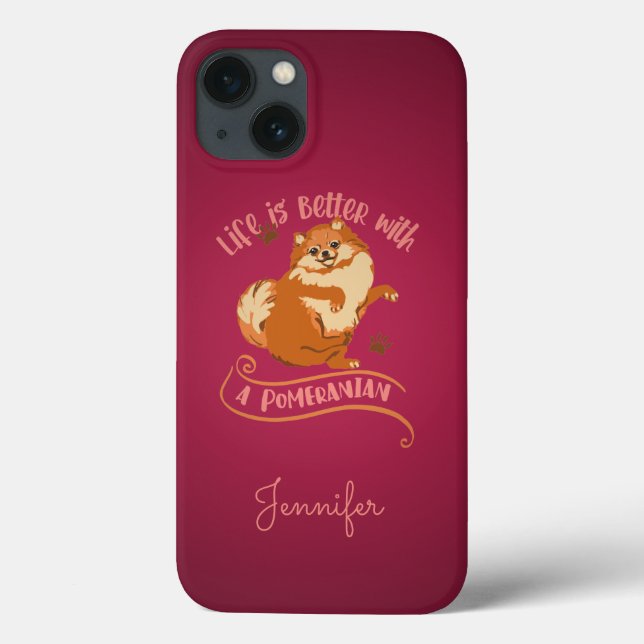 Coques Case-Mate iPhone Pomeranien rose personnalisé (Verso)
