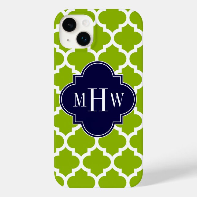 Coques Case-Mate iPhone Pomme Vert Wt Marocain #5 Navy 3 Initial Monogramm (Verso)