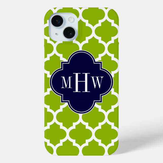 Coques Case-Mate iPhone Pomme Verte Wt Marocain #5 Navy 3 Monogramme Initi (Verso)