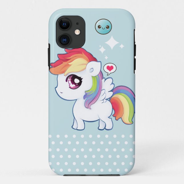 Coques Case-Mate iPhone Poney mignon d'arc-en-ciel de Kawaii (Dos)