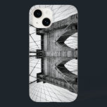 Coque Pour iPhone 14 Pont Brooklyn de New-Your City<br><div class="desc">New-York City Brooklyn pont gros plan détail architectural classique intemporel photo noir et blanc. Design architectural élégant et géométrique cool.</div>