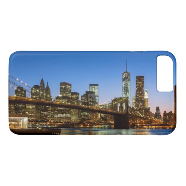Coques Case-Mate iPhone Pont de Manhattan et de Brooklyn au crépuscule (Dos (Horizontal))