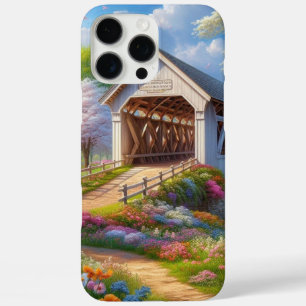 Coque iPhone 16 Pro Max Pont fleuri/ressort coloré et rivière