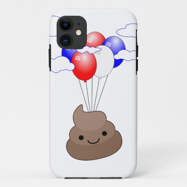Coques Case-Mate iPhone Poo Emoji Voler Avec Ballons (Dos)