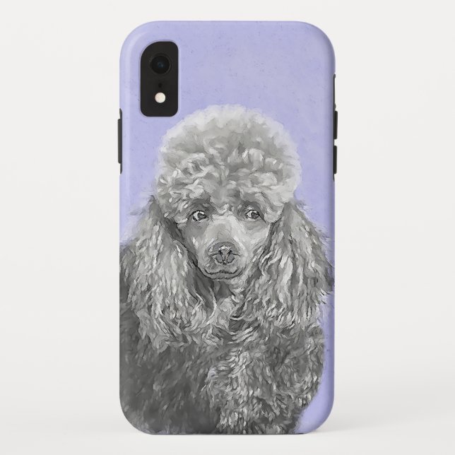 Coques Case-Mate iPhone Poodé Jouet miniature Argent gris bleu Chien Art (Dos)