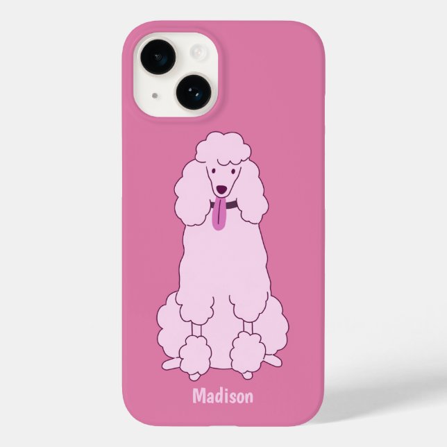 Coques Case-Mate iPhone Poodé rose de texte personnalisé (Verso)