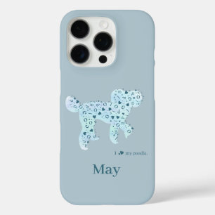 Coque iPhone 16 Pro Poodle Bleue Personnalisée   Cadeau Personnalisé p