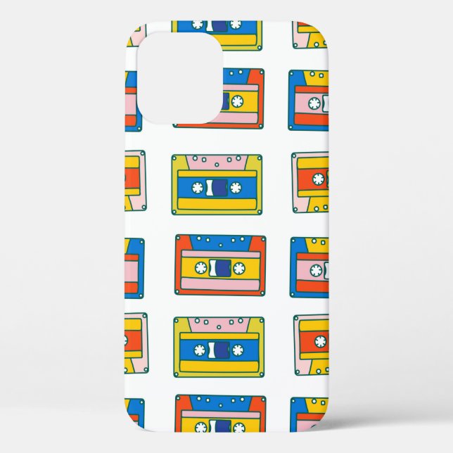 Coques Case-Mate iPhone Pop art 90s sans couture motif de cassettes de mus (Verso)