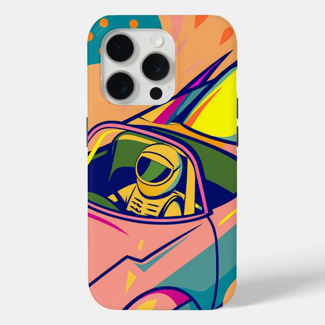 Coques Case-Mate iPhone Pop Art Astronaut Driving Rocket Car (Verso)