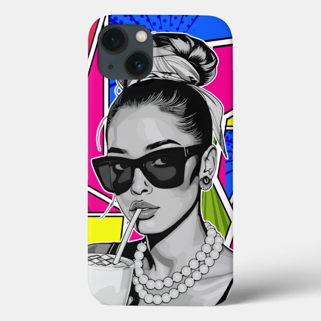 Coques Case-Mate iPhone Pop Art Retrô Mulher Fashion Preto e Branco  (Verso)