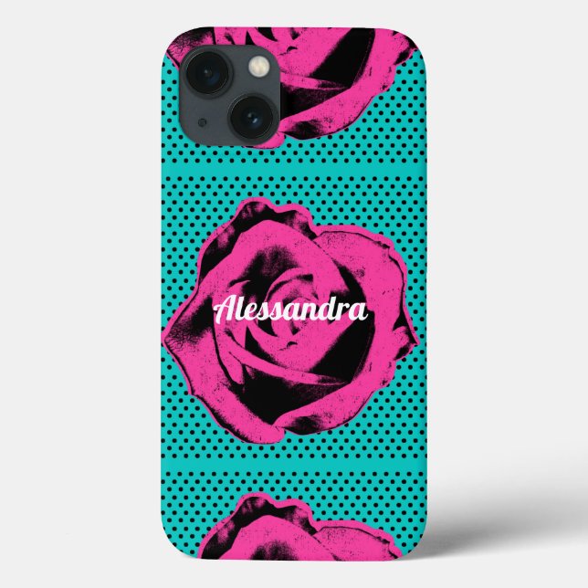 Coques Case-Mate iPhone Pop-Art Rose Chaud Roses Retro Rockabilly (Verso)