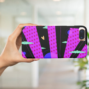 Case-Mate iPhone Case Pop Art Skyline Clair violet rose étoiles