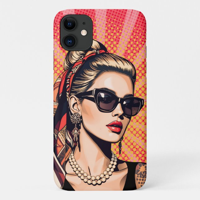 Coques Case-Mate iPhone Pop Art Woman  Retro Chic (Dos)