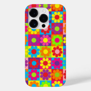 Coque Pour iPhone 14 Pro Pop flower Power Squares